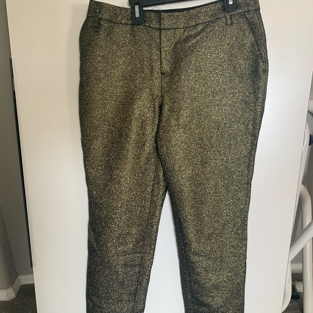 Midnight Velvet Black/Gold Lamay Pants Size 6 Ankle Holiday